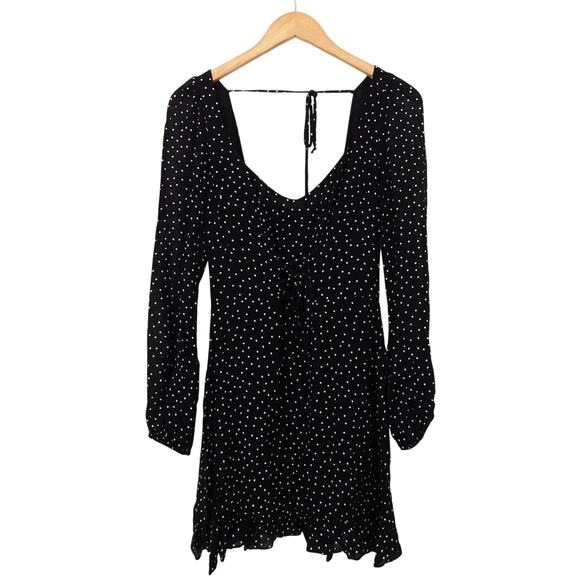 Reformation Women's Selene Black & White Polka Dots Bradshaw Mini Dress Size 4 - Picture 2 of 7